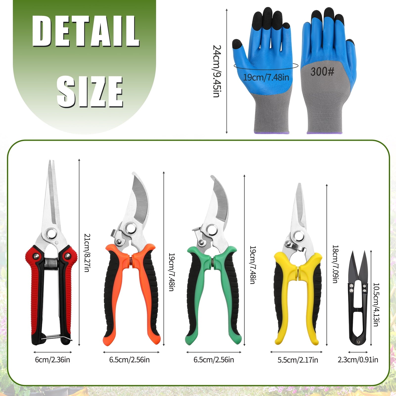 5 Pack Garden Pruning Shears Stainless Steel Blades, Handheld Scissors Set with Gardening Gloves, Heavy Duty Garden B... - Image 2
