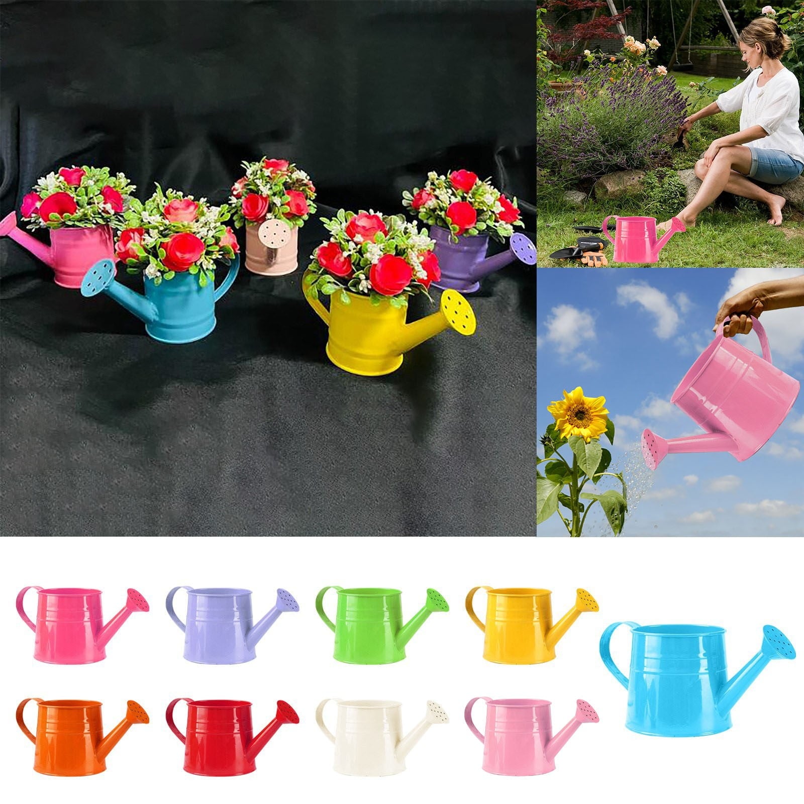 Metal Mini Watering Can for Outdoor Flower Pots, Galvanized Steel Watering Can, 1 L,Smooth Surface Iron Art for Tinpl... - Image 6