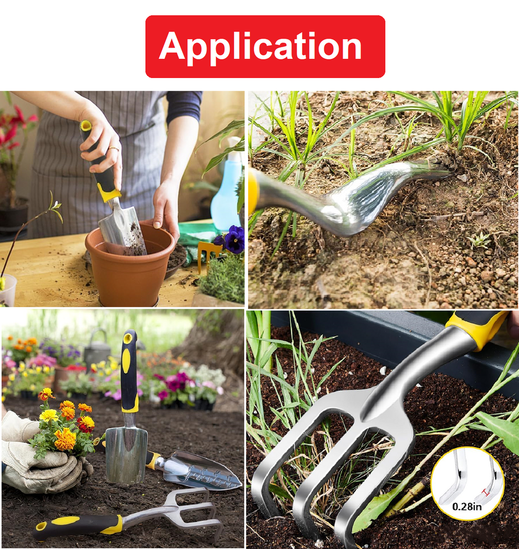 Set, 5pcs Heavy Duty ing Kit Aluminum Alloy Includes Hand Trowel, Transplant Trowel, Hand Rake, Weeder, Hand Fork, wi... - Image 5