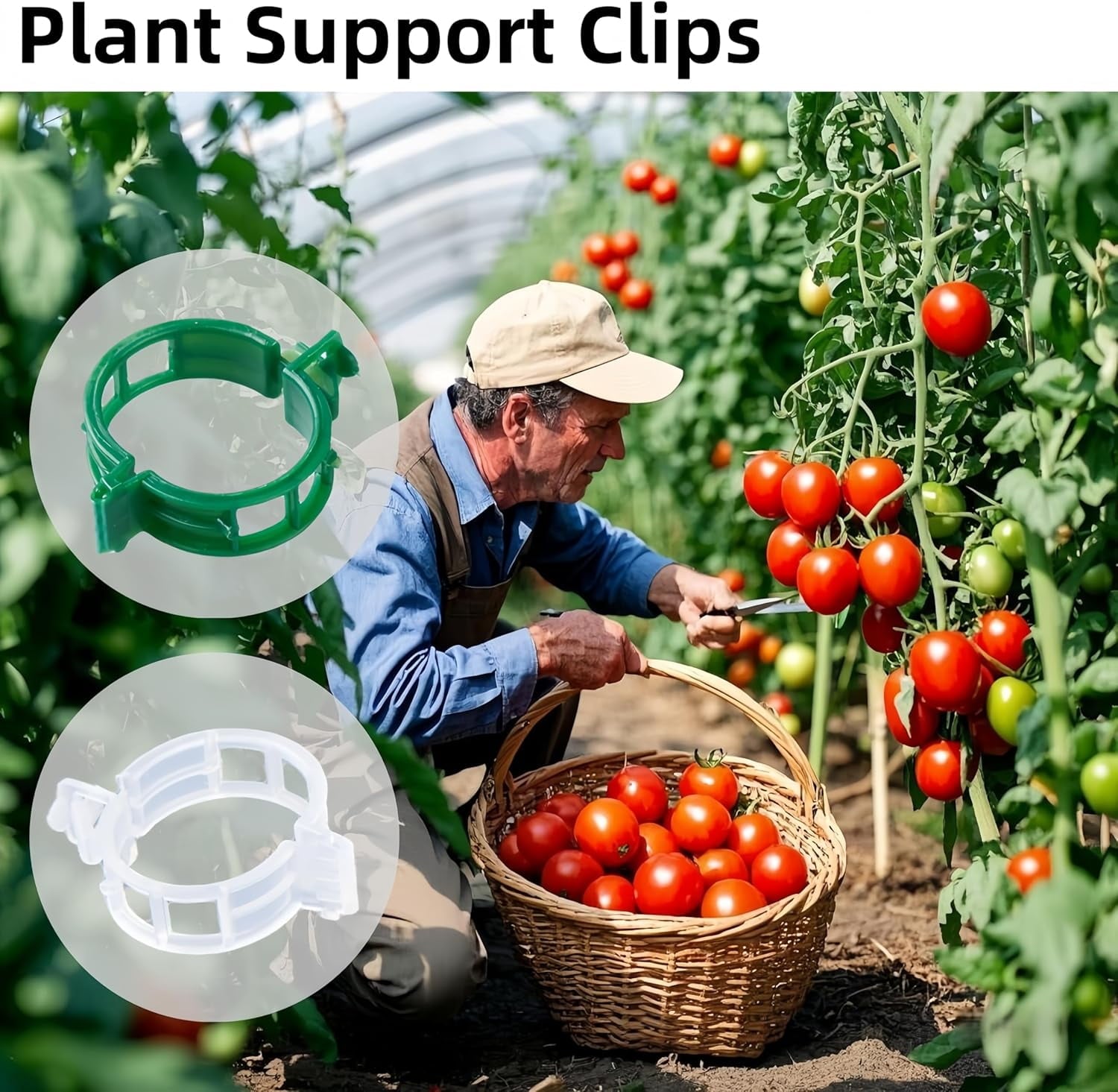 Rongsi 150 Pcs plant clips,Plastic Clips for Securing Plants,Tomato Vine Clips,Plant Fixing Clips,Garden Clips for Climbing Plants,Grape and - Image 2