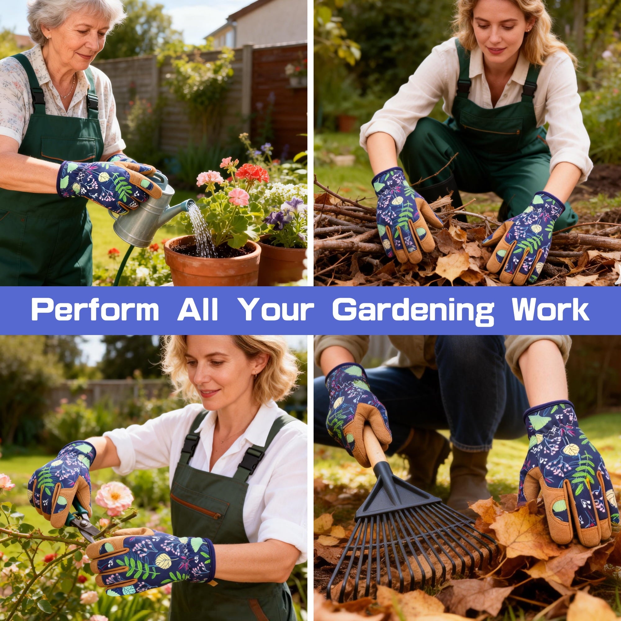 Womens Gardening Weeding Working Gloves, Leather Garden Glove for Women Thorn Proof No Stab for Digging, Planting,Pruning (Medium) - Image 6