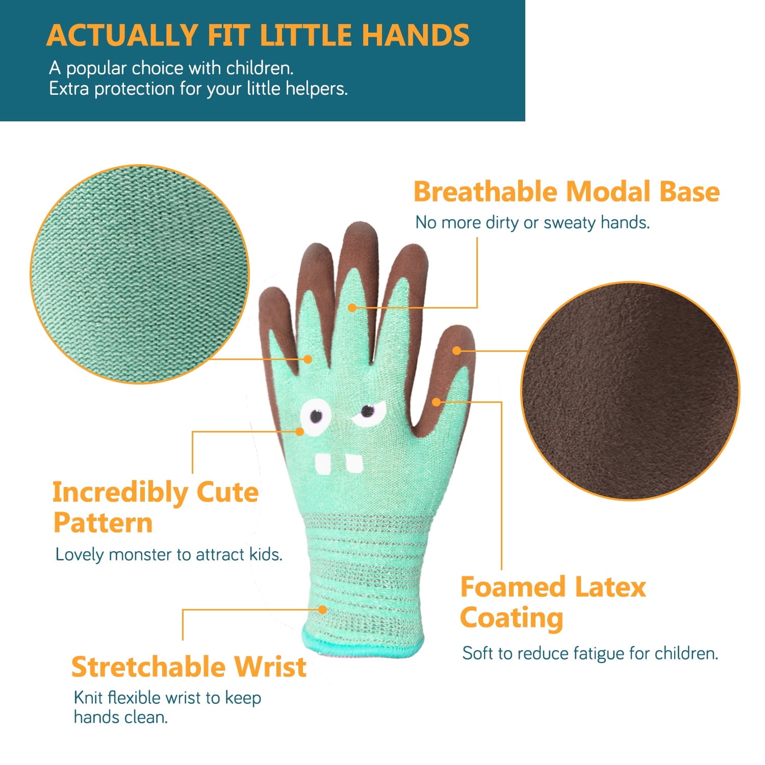 2 Pairs Modal Garden Work Gloves for Toddler Boys Girls Age 2-5 Years Old, Latex Rubber Coated Kids Gardening Gloves ... - Image 2