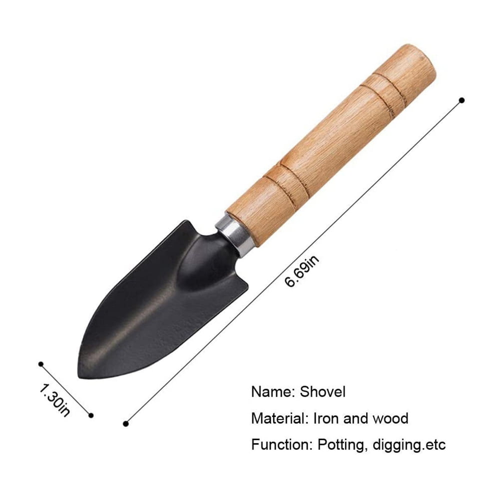 Set of 3 Mini Garden Tool Hand Planting Tools Small Shovel Rake Spade Wood Handle - Image 5