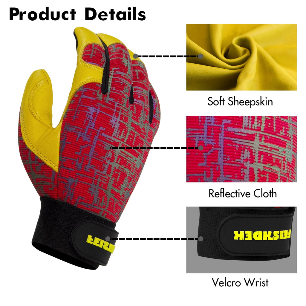 Gardening Gloves for Women and Men, Touchscreen Sheepskin Leather Garden Work Gloves, Flexible & Breathable Yard Work... - Image 4
