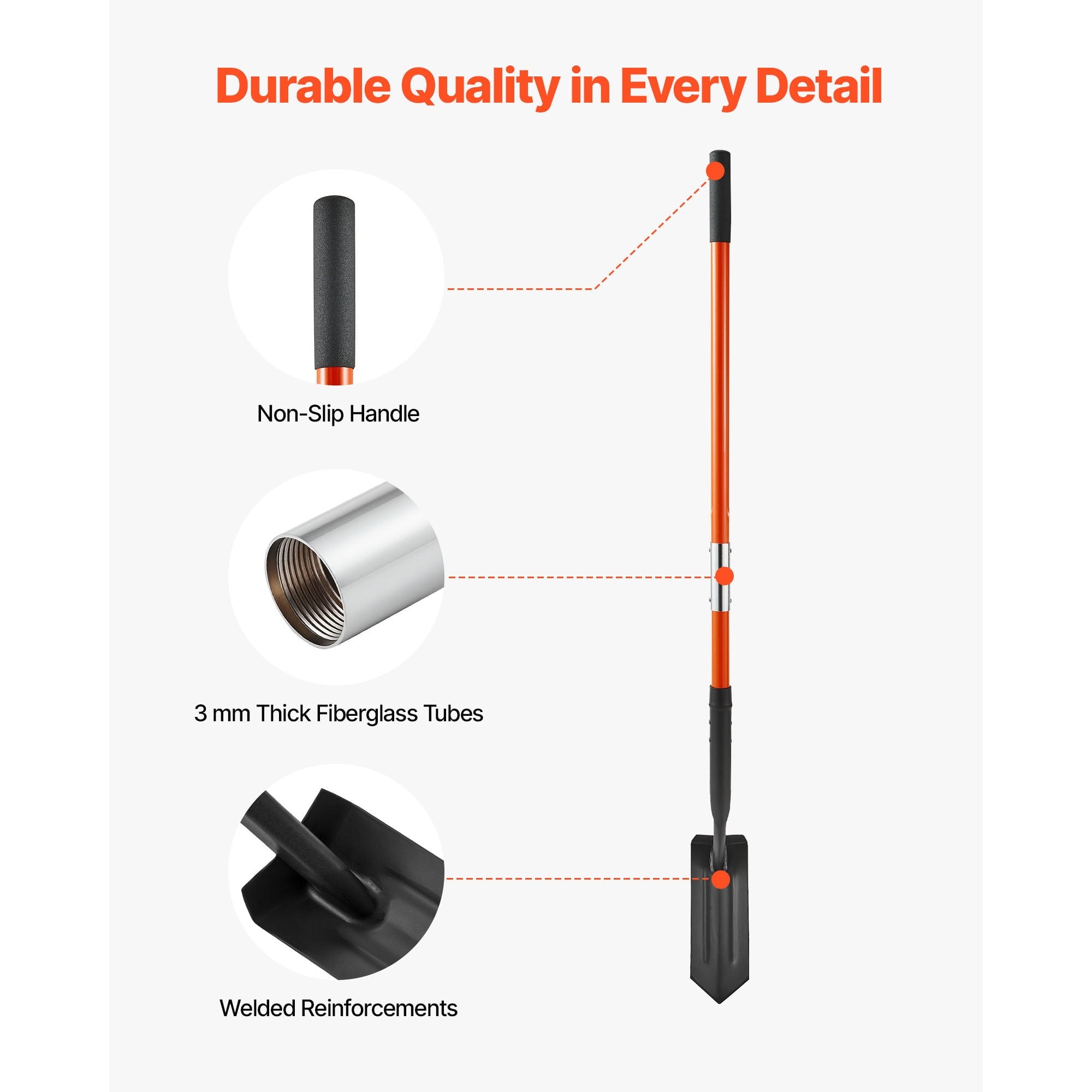 Heavy-Duty Trenching Shovel, 4-Inch Blade Narrow Spade with Fiberglass Handle and Non-Slip Grip, Ideal for Gardening,... - Image 4