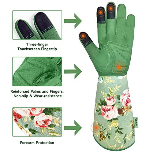 Gardening Gloves, Durable and Comfortable Women's Long Garden Gloves for Gardening Work and Yard Work, Leather Garden... - Image 3