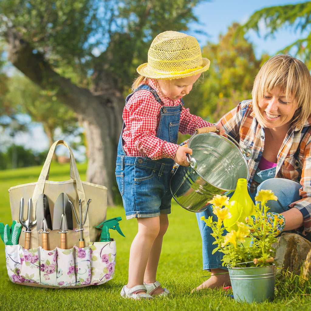 ALLJOY 9 Piece Garden Tools Set with Bag & Gloves,Heavy Duty Gardening Hand Tools Kit,Garden Gifts Supplies for Women Mom - Image 4