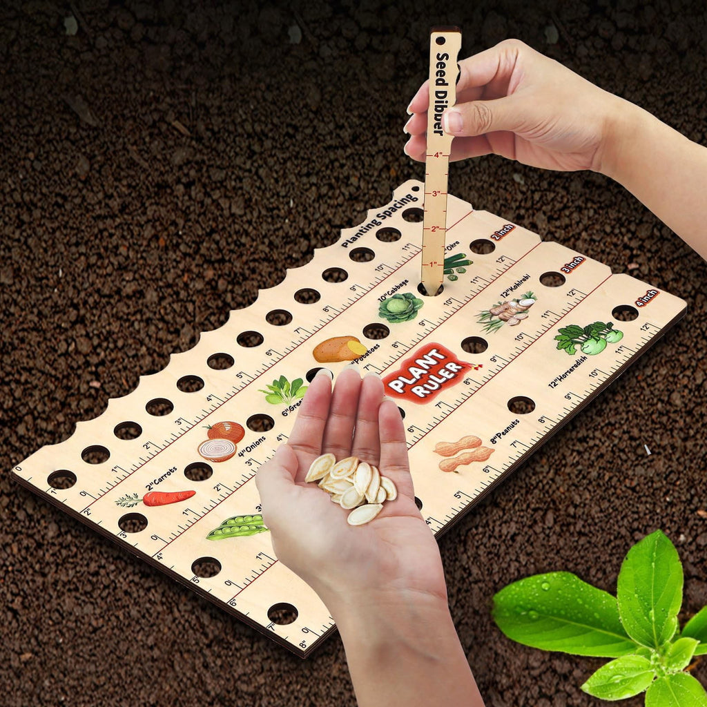 Spacer Tool Seeder Planting Ruler – Seeding Spacing Ruler Template with Plant Dibble, Precise Planting for Vegetable,... - Image 2
