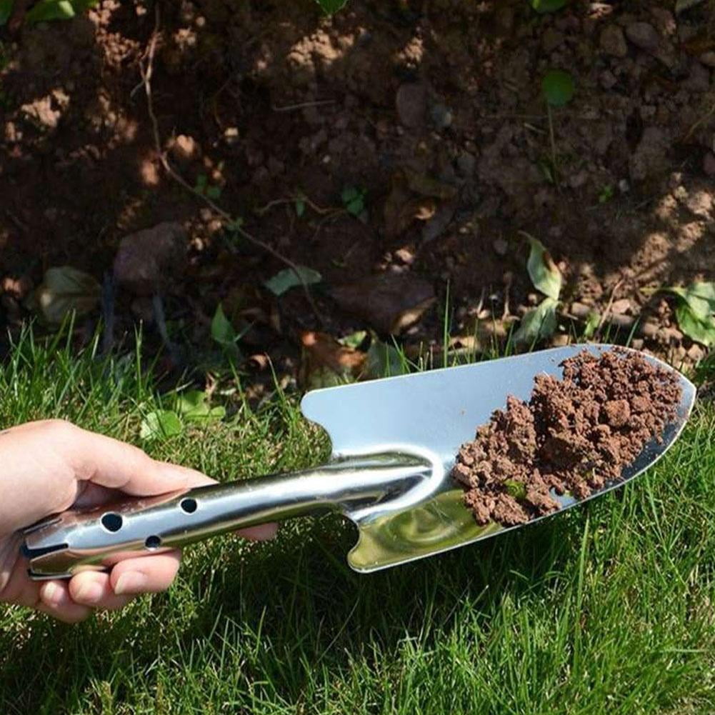 11" Garden Hand Trowel, Heavy Duty Polished Stainless Steel Garden Shovels with Wood Handle, Small Gardening Hand Too... - Image 3