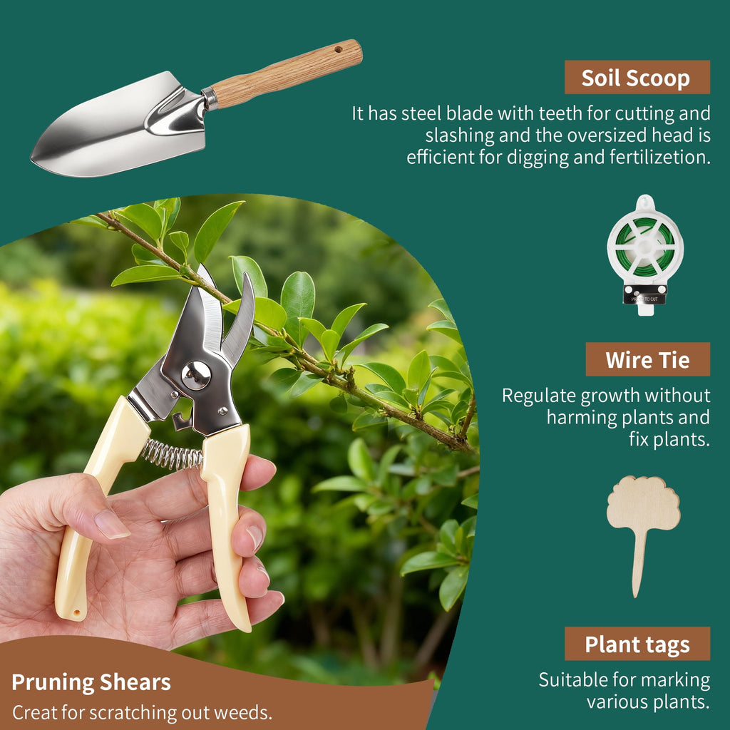 Garden Tool Set, Qissep 12 Piece Stainless Steel Heavy Duty Gardening Tools Set with Ergonomic Handles & Durable Organizer Handbag,Ideal Gar - Image 4