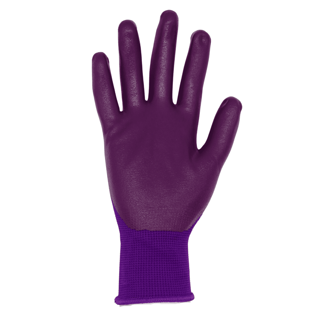 Red Steer A369 Lawn & Garden Gloves, Nitrile Palm, Purple, Sizes S-L, Sold (Size Large) - Image 3