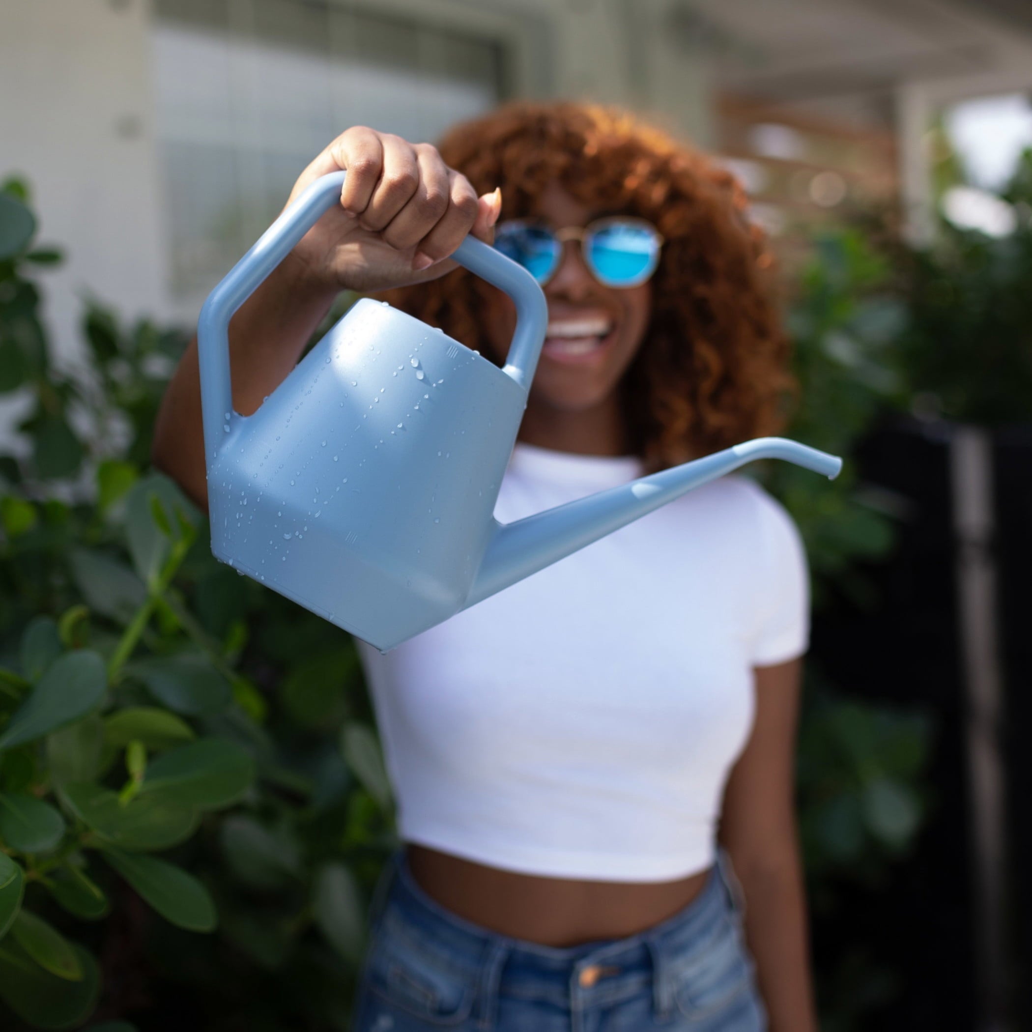 Sparrow Blue Gray Watering Can, 1.5 Liter, Durable Plastic, Long Spout, Steady Flow, Indoor and Outdoor - Image 2