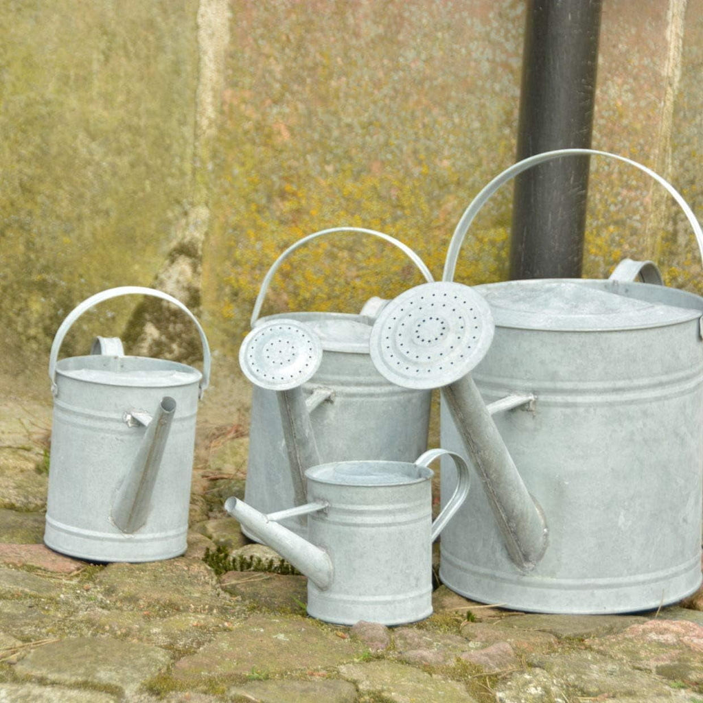 Esschert Design OZ44 Zinc Watering Can, Medium, 19"D x 7.9"W x 11"H, Silver - Image 2