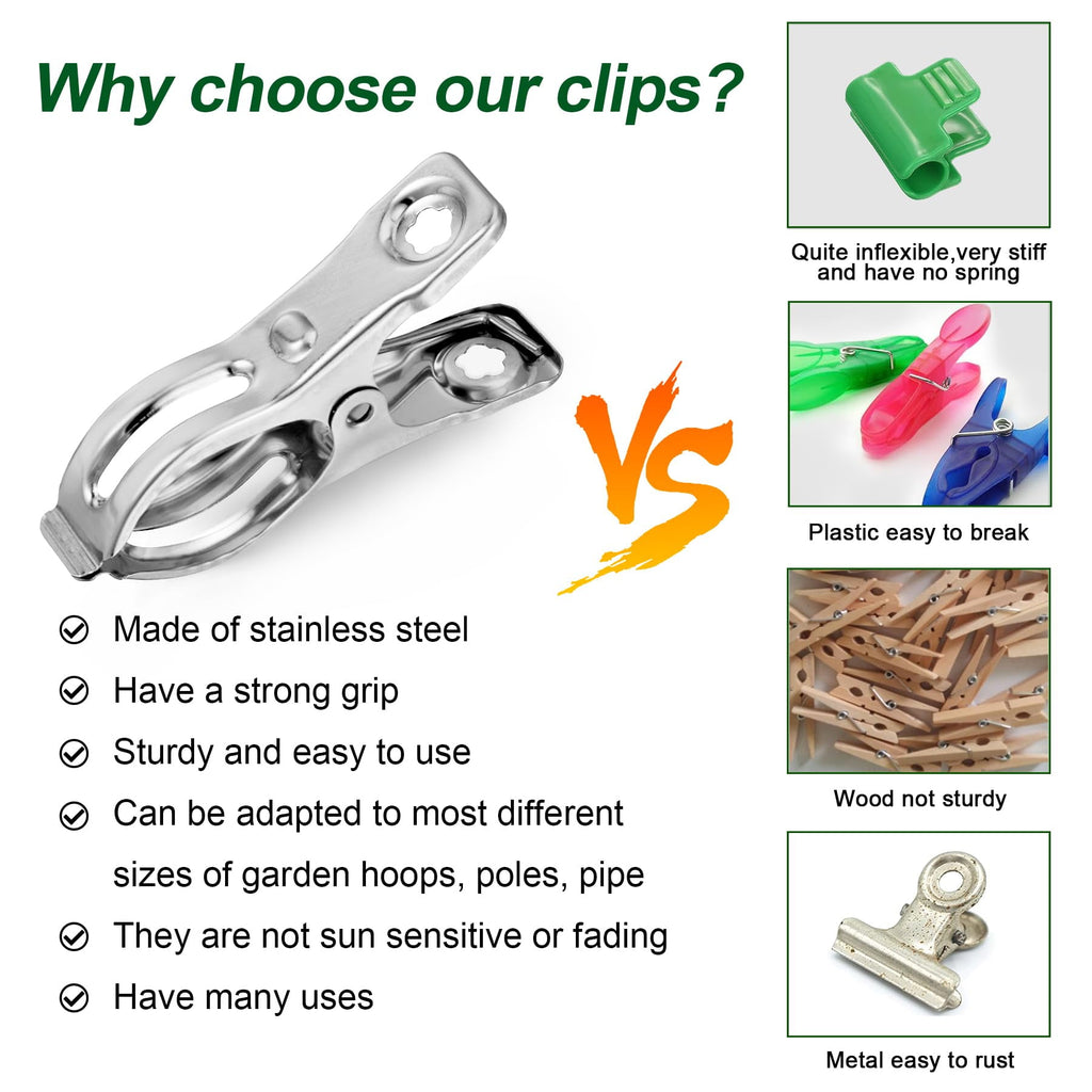 Heavy Duty Stainless Steel Plant Clips - 70 Pcs Rust-Proof Spring Clamps for Greenhouse Hoops (1/2", 3/4", 1") | Secu... - Image 6