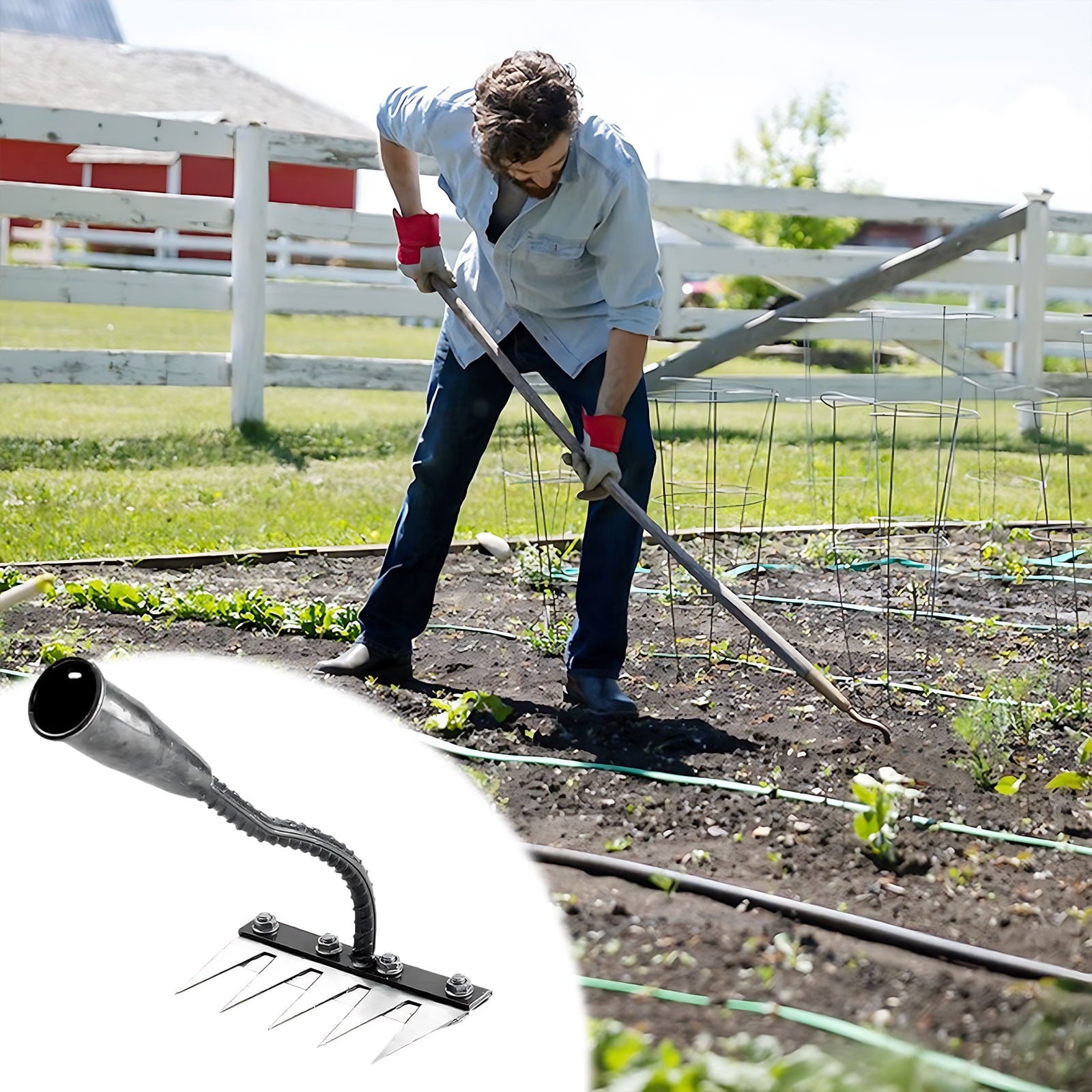 5-Tooth for Weeding, Digging & Soil Loosening | Multifunctional Garden Tool for Farming, Gardening & Planting Vegetables