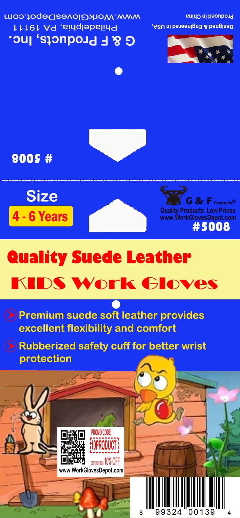 G & F Products Garden Gloves Men's Large Brown Solid Print Waterproof Cowhide Leather Gardening Gloves with Safety Cuff - Image 4