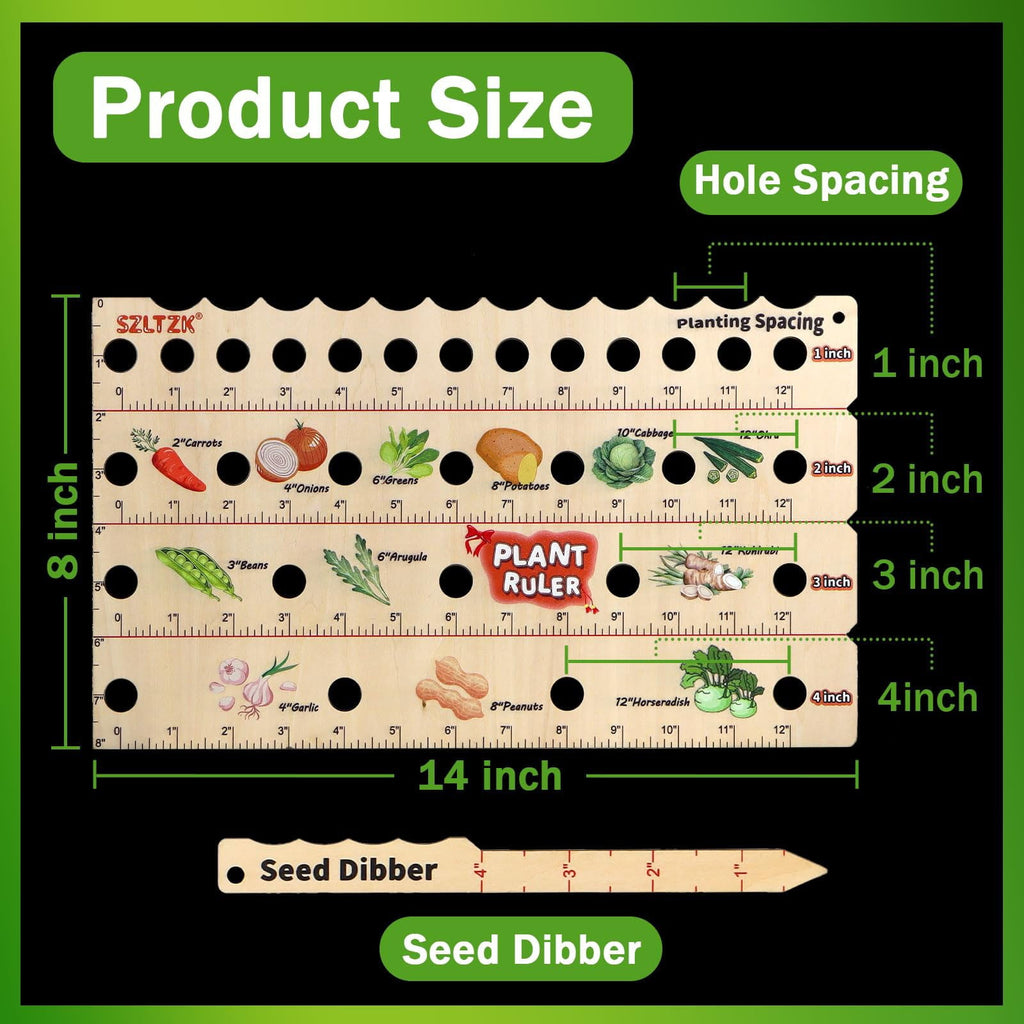 Spacer Tool Seeder Planting Ruler – Seeding Spacing Ruler Template with Plant Dibble, Precise Planting for Vegetable,... - Image 3
