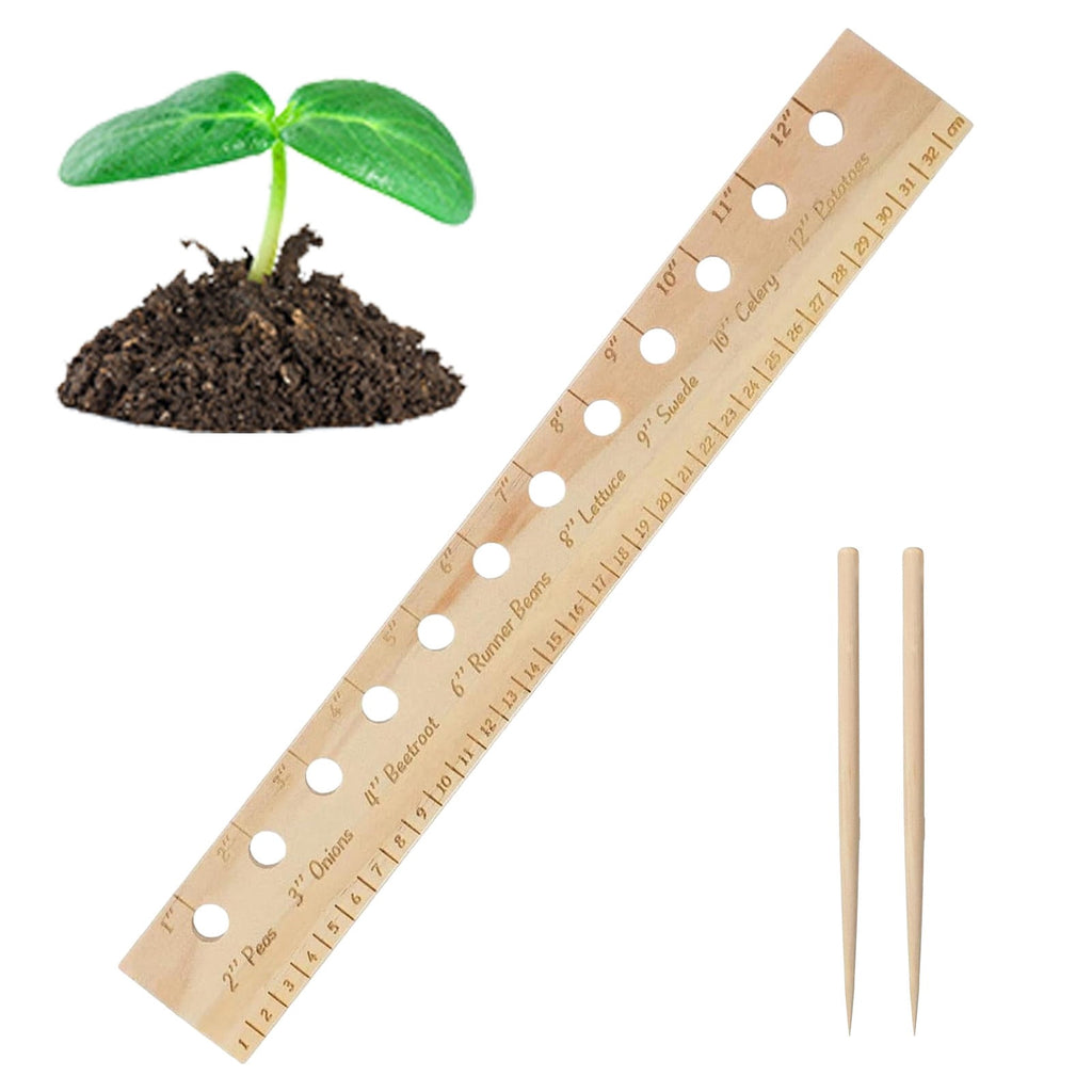 Spacer Tool Seeder Planting Ruler Wooden Seeding Spacing Ruler with Holes and Dibber for Gardens Yard - Image 4