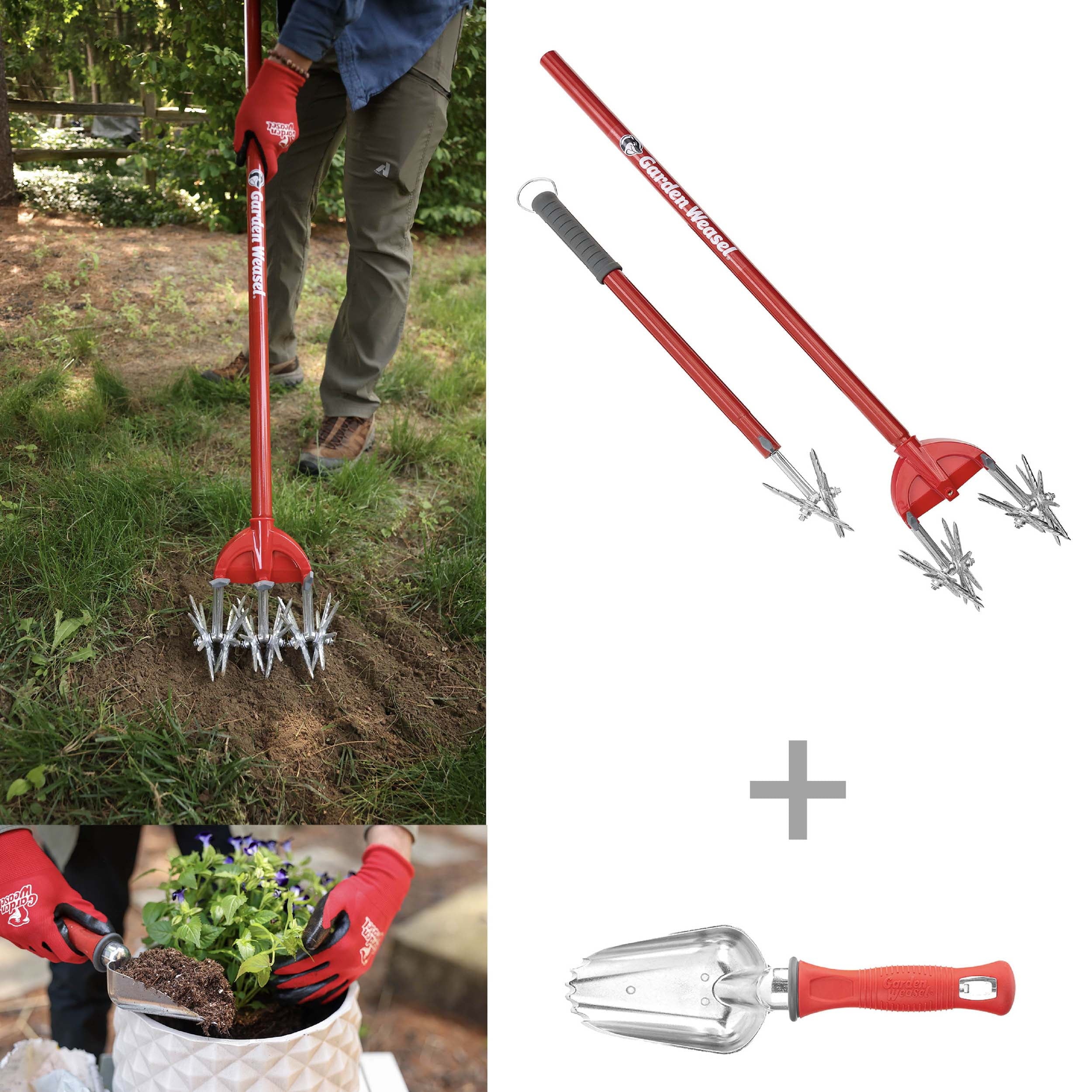 Garden Weasel Soil Prep and Planting Tool Bundle with 2-in-1 Cultivator and Potting Scoop - Image 2