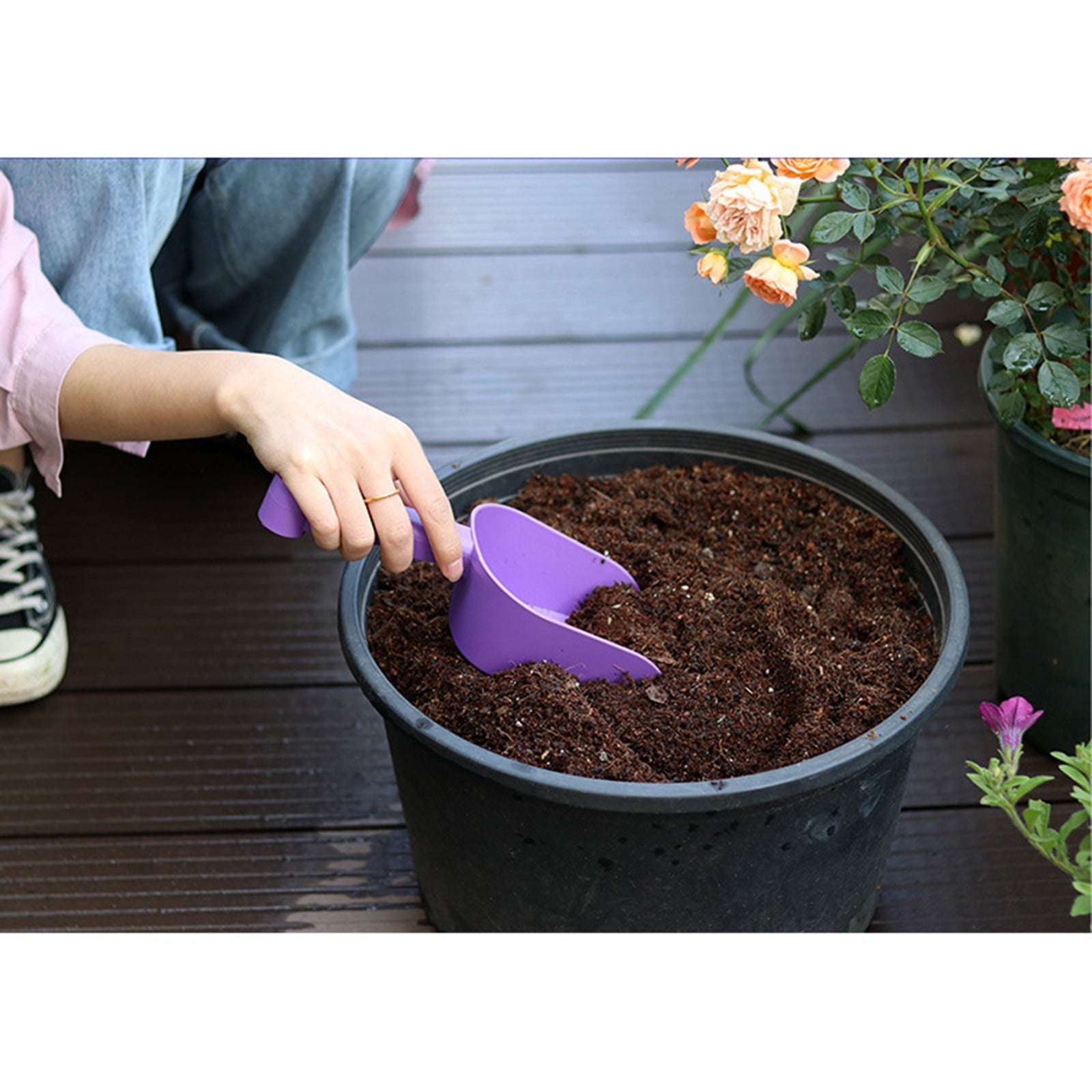 Plastic Garden Shovel - 9-Inch Hand Trowel with Measuring Marks, Ergonomic Anti-Slip Handle, Multi-Purpose Gardening ... - Image 5