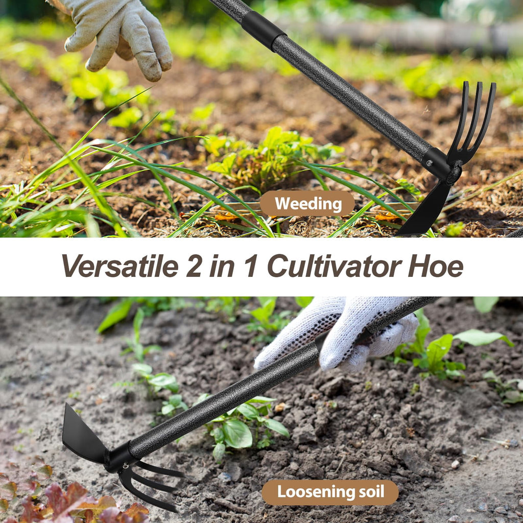 Hoe Garden Tool, 31'' Garden Hoe Long Handle for Weeding, Hoe Cultivator 2 in 1 Hand Garden Tools for Gardening Planting - Image 3