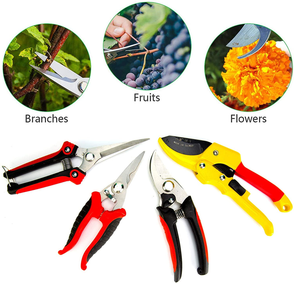 KOTTO Pruning Shears, Garden Cutter Clippers, Stainless Steel Sharp Pruner Secateurs, Professional Bypass Pruning Hand Tools, Scissors Kit w - Image 3