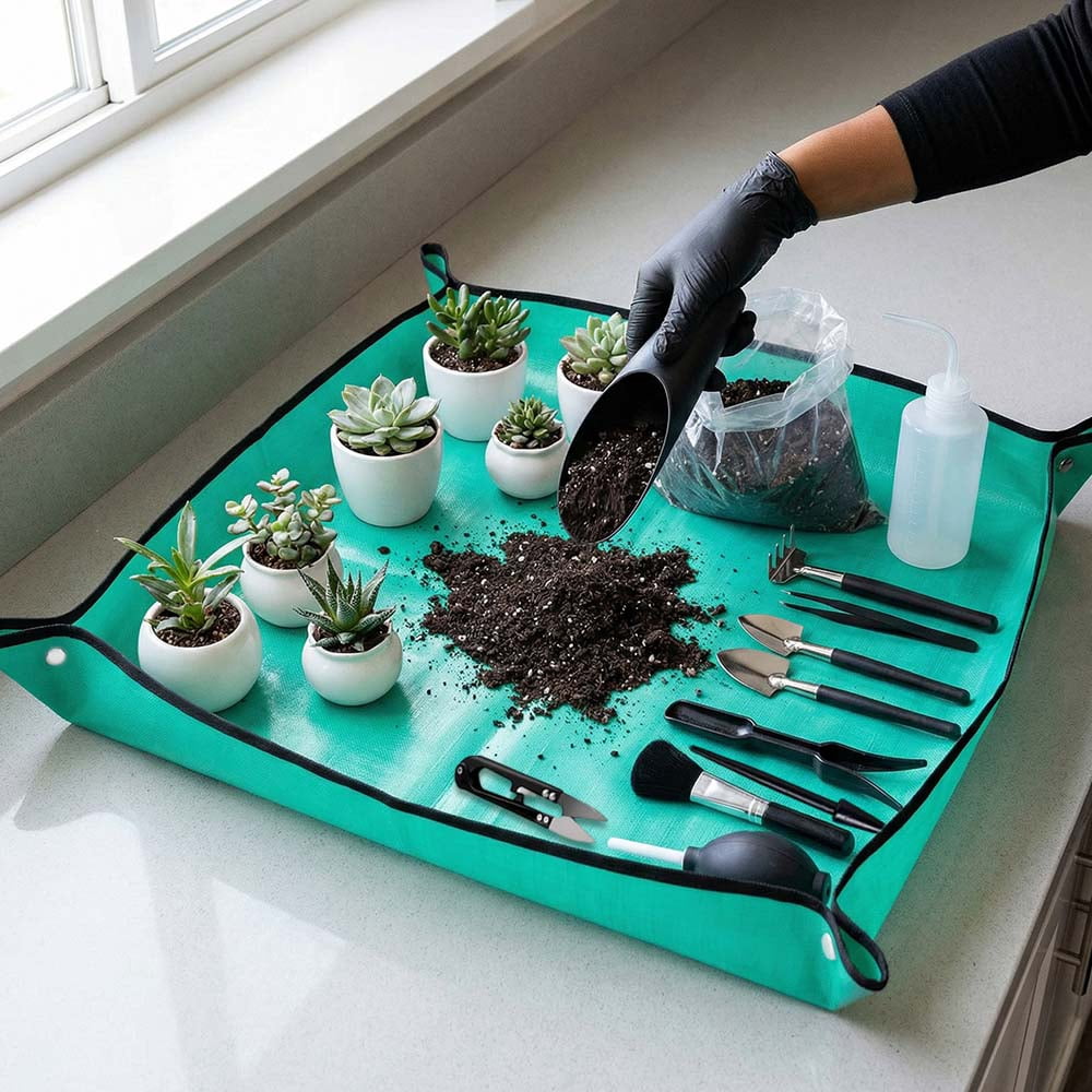 25Pack Mini Garden Hand Transplanting Succulent Tools Set, 39.4" Thickened Repotting Mat & Plant Tag, Miniature Plant... - Image 5