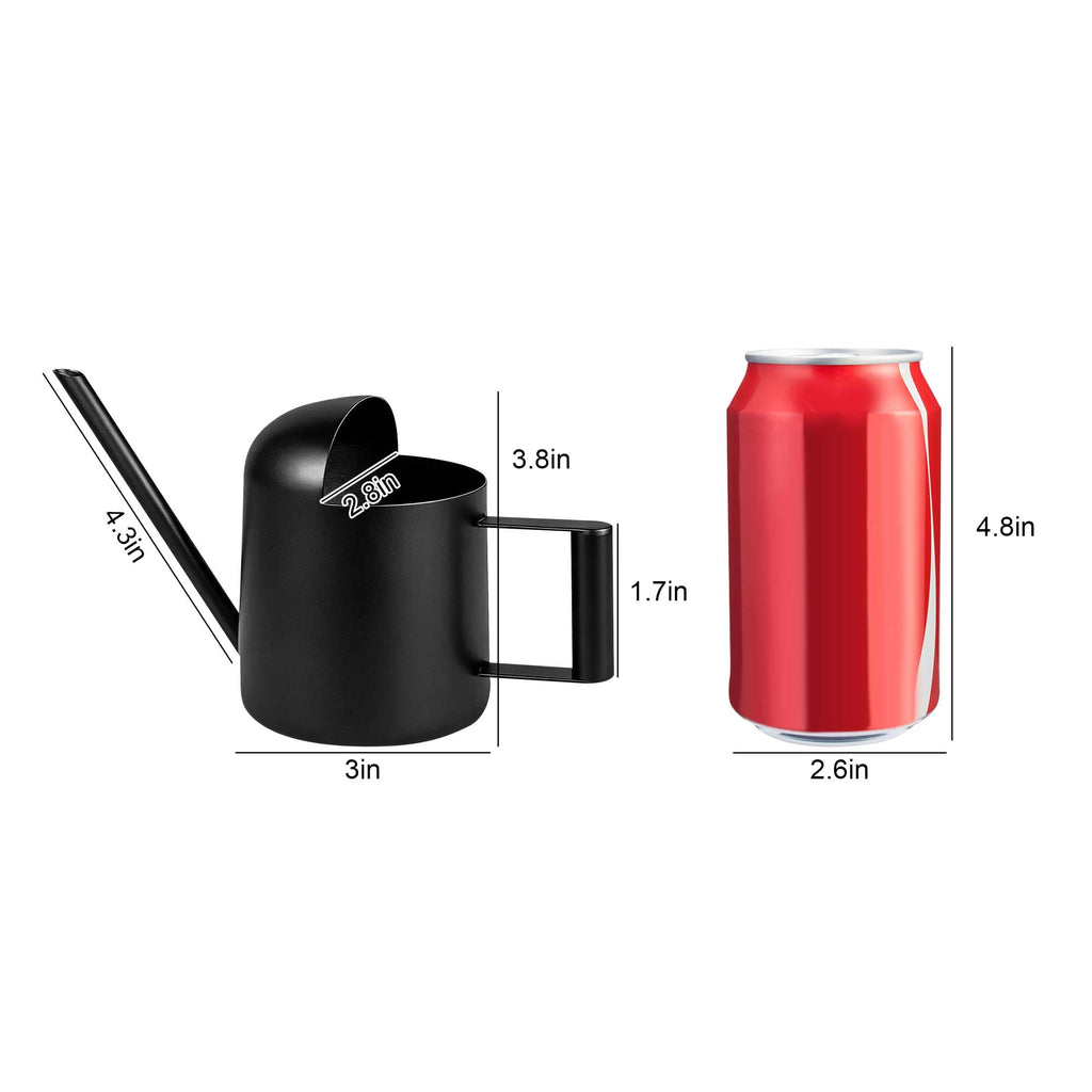 Garden Watering Can, 10oz Stainless Steel Watering Pot with Long Spout for Indoor Outdoor Plant, Black - Image 3
