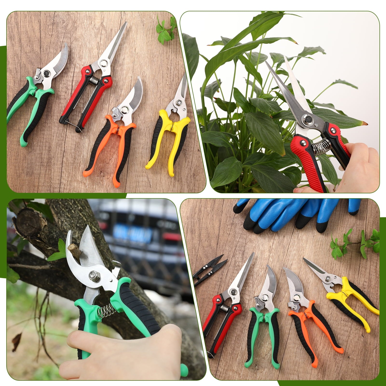 5 Pack Garden Pruning Shears Stainless Steel Blades, Handheld Scissors Set with Gardening Gloves, Heavy Duty Garden B... - Image 6