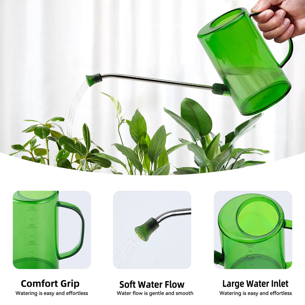 Small Watering Can, Watering Can for Indoor Plants/Succulents/Flowers, Long Spout Watering Can with Sprinkler Head, 1L - Image 3