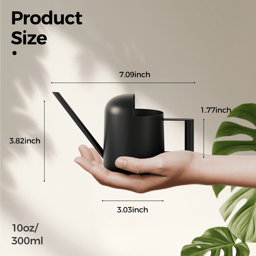 Bamworld Small Watering Can Indoor Outdoor Plant Black Metal Stainless Steel Long Spoutt Flowers Watering Cans for House Garden Plants 10OZ - Image 6
