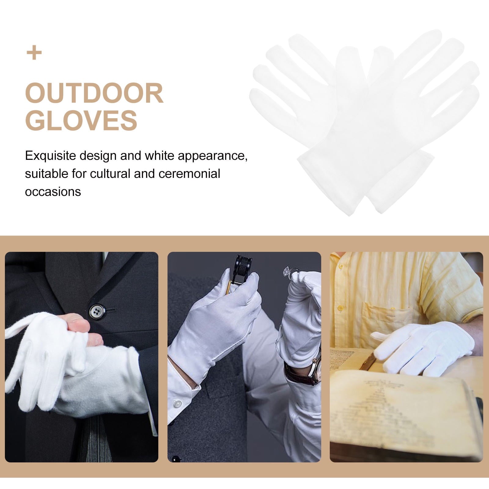 PBPBOX 2Pcs Heavy Duty White Cotton Work Gloves for Outdoor Labor Protective Garden Safety Gloves - Image 4