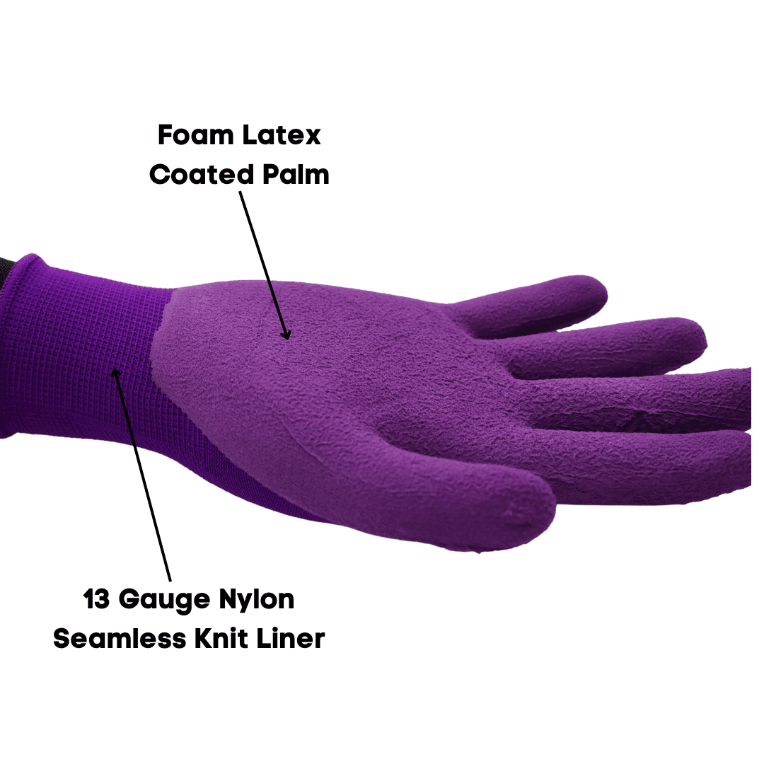 Unisex Small Purple Nitrile Palm Garden Gloves with Elasticized Wrist - Image 2