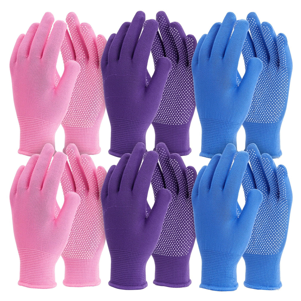 Juvale Garden Gloves for Women - 6 Pairs (12 Count), Pink, Purple & Blue - Thorn Proof & Cut Resistant Gardening Gloves - Breathable Cotton