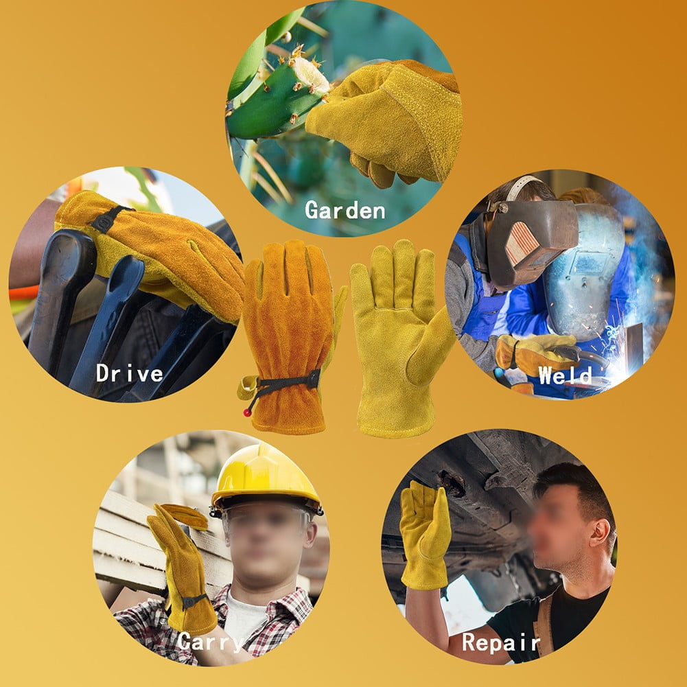 Garden Tools Gardening Tools Premium Leather Gardening Work Gloves - Thorn Proof Cowhide With Cotton Lining B3337 - Image 6