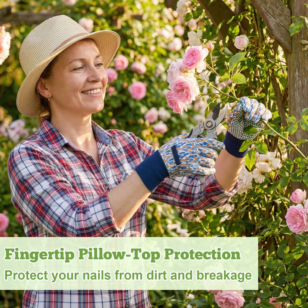 6 Pairs Floral Gardening Gloves for Women, Non-Slip Grip, Soft Breathable Cotton, Elastic Wrist for Weeding, Planting... - Image 5