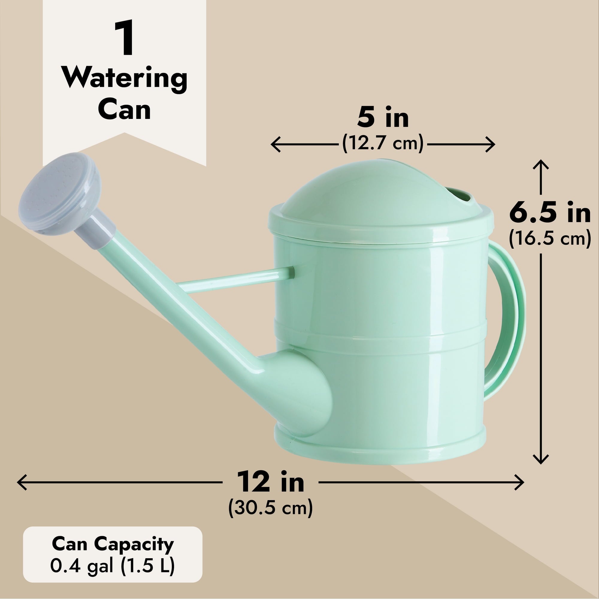 Small Mint Green Plastic Watering Can with Long Spout Sprinkler Head for Garden, Indoor and Outdoor Plants, Flowers (... - Image 4