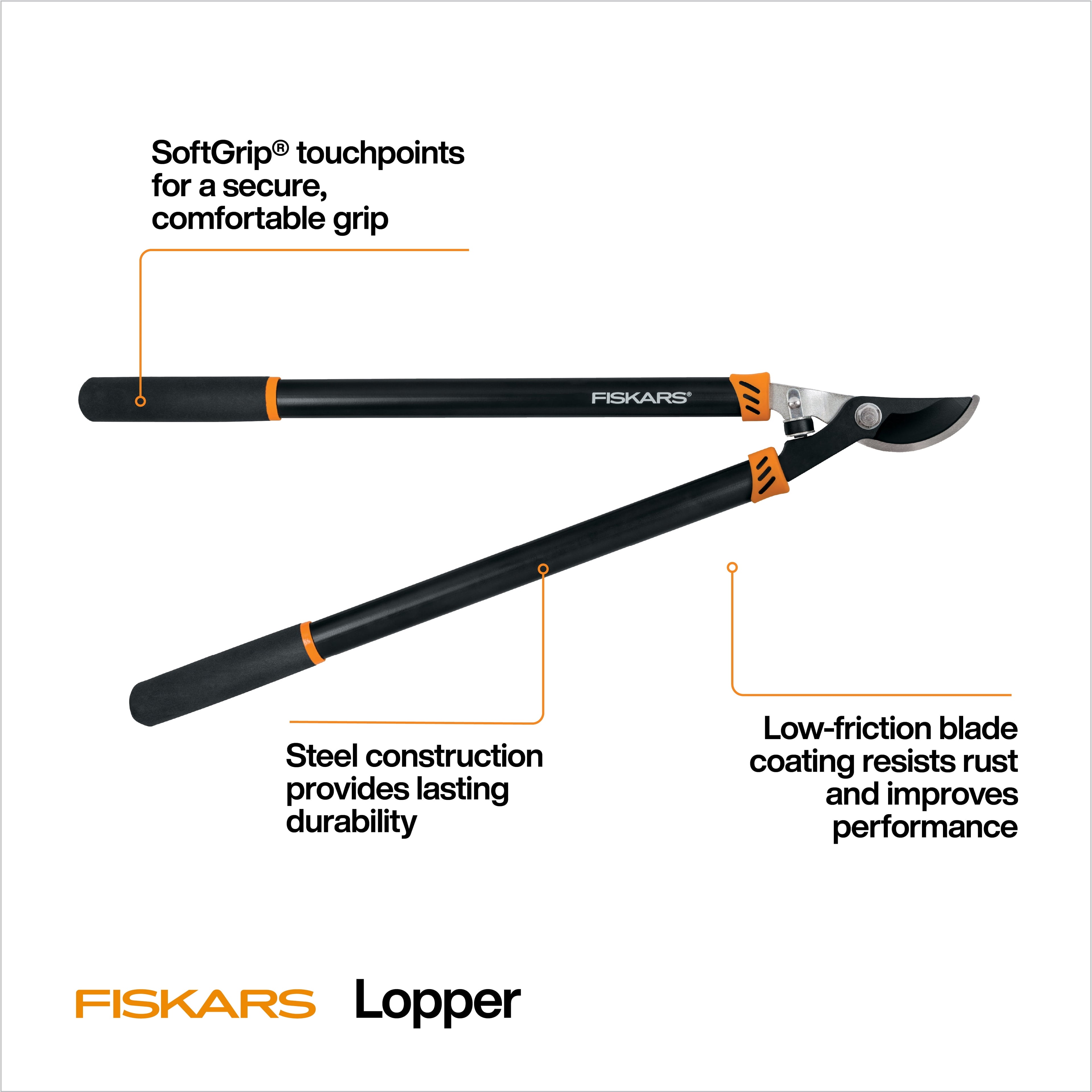 and Pruner Garden Tool 3-Piece Set with Stainless Steel Blades, Black and Orange - Image 6