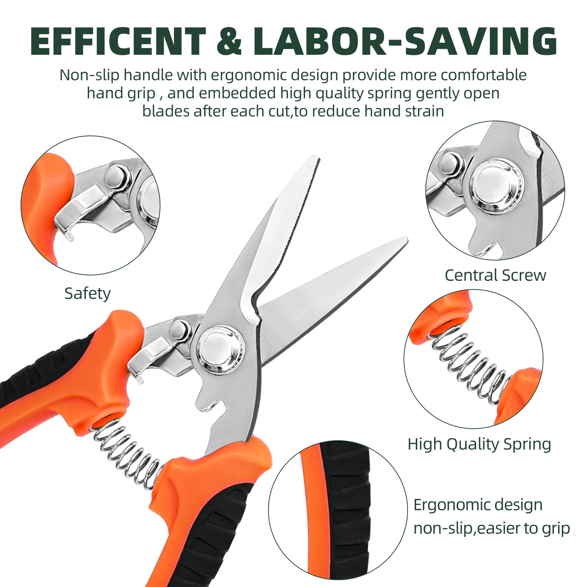 3 Pack Garden Pruning Shears, Stainless Steel Garden Shears, Gardening Shears, Gardening Scissors, Garden Scissors, G... - Image 5