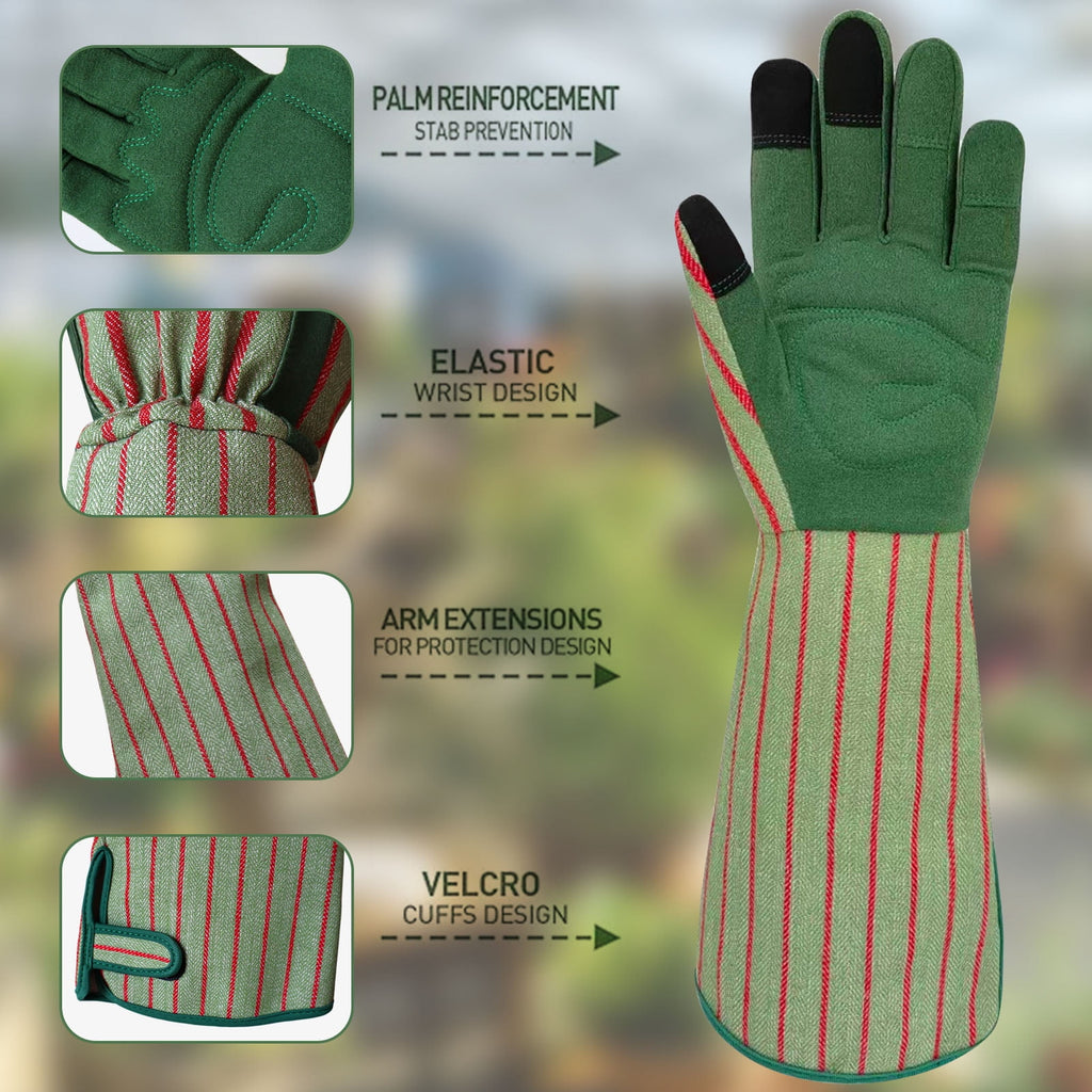 Long Gardening Gloves,Rose Pruning Gloves with Forearm Protection,Breathable Work Gloves with Touch Screen for Yard & Outdoor Work(M） - Image 3