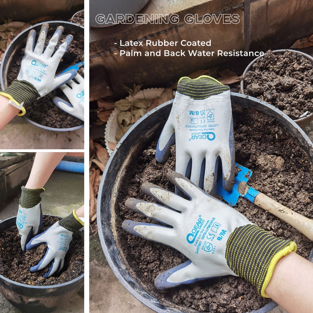 Gardening Work Glove, Latex Rubber Fully Coated, Knitted Liner, Flexible, Water/Mud Proof For Palm and Back, Anti-Sli... - Image 3