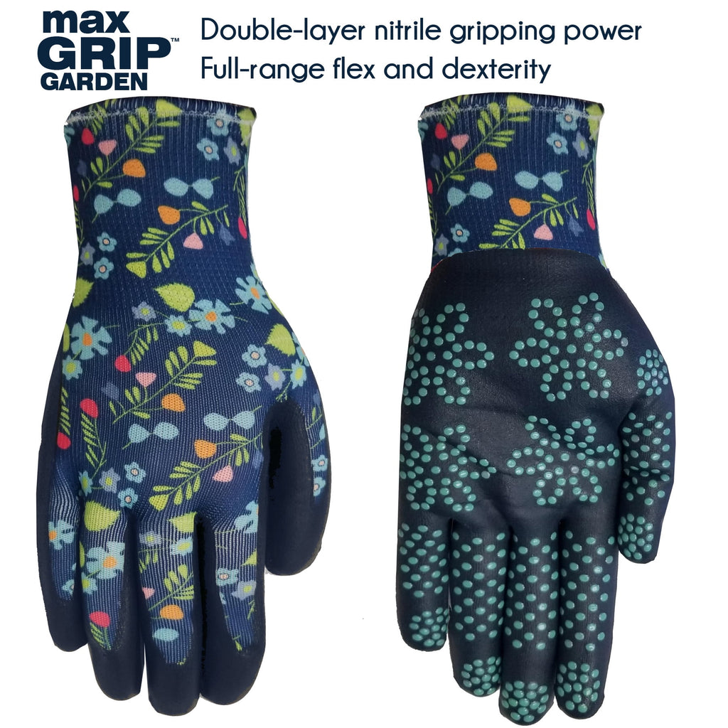 Ladies, 6 Pack of Max Grip Garden Gripping Gloves, Floral Pattern, Size SM - Image 3