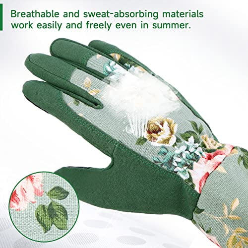 Gardening Gloves, Durable and Comfortable Women's Long Garden Gloves for Gardening Work and Yard Work, Leather Garden... - Image 5