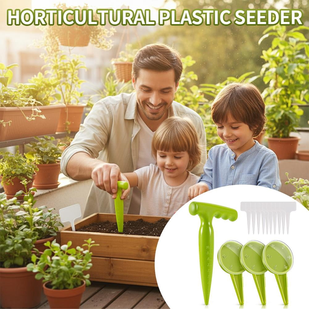 Garden Seed Dispenser and Dibber Set, Adjustable 5-Outlet Seeder, Depth Marked Planting Tool with 10 Plant Labels for Indoor Outdoor Gardeni - Image 4