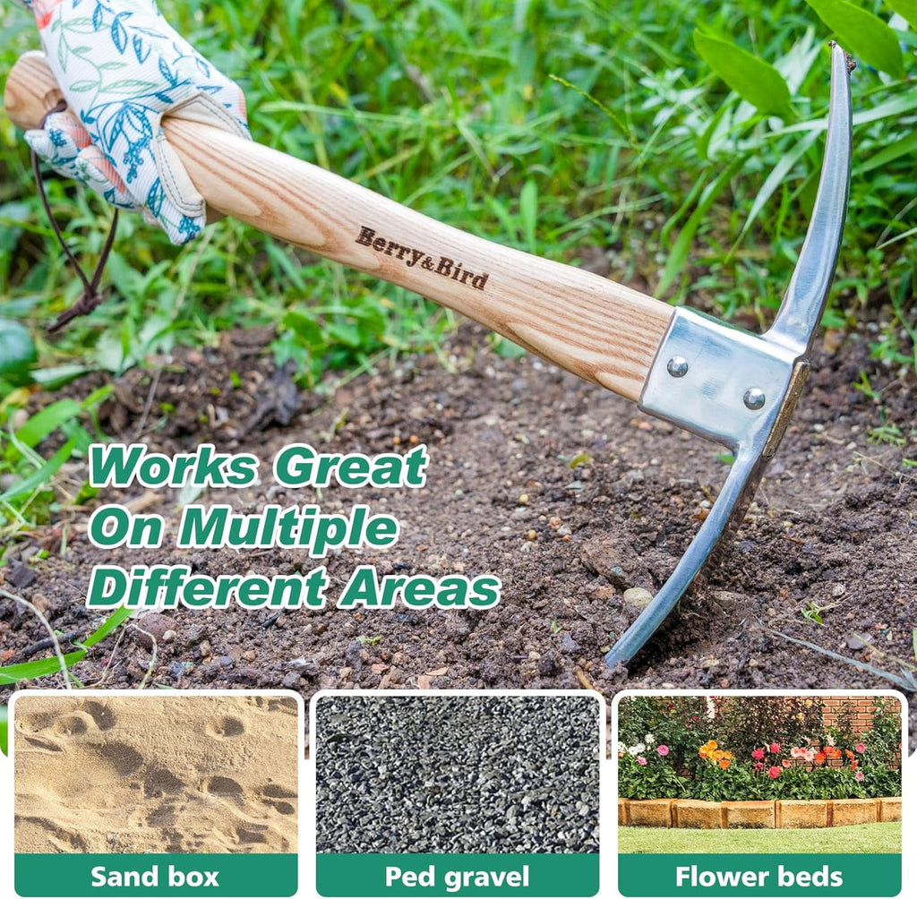 Berry&Bird Garden Pick Mattock Hoe Stainless Steel Pickaxe Hoe Garden Hand Tool - Image 2