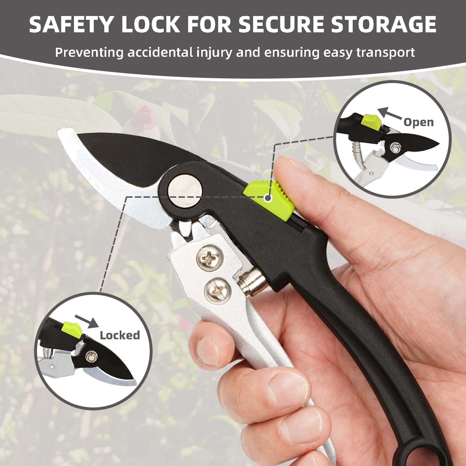 Garden Shears Set, Branch Cutter Pruning Shears with Gear Action, Heavy Duty Loppers Gardening Tools for Plants, Flow... - Image 4