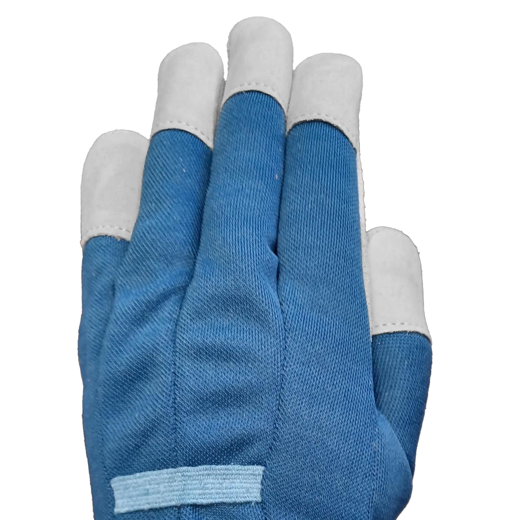 Ladies Leather Glove with Navy Canvas Back and Knit Wrist, Medium - Image 3