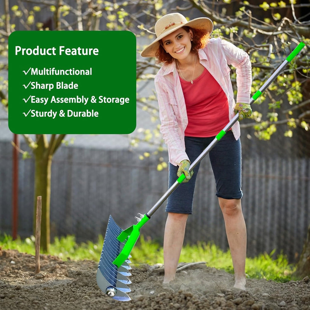 12.8In Rake for Lawns,Durable Efficient Deer Rake with Adjustable Long Handle-70In,Stainless Steel Garden Rake for Ra... - Image 5