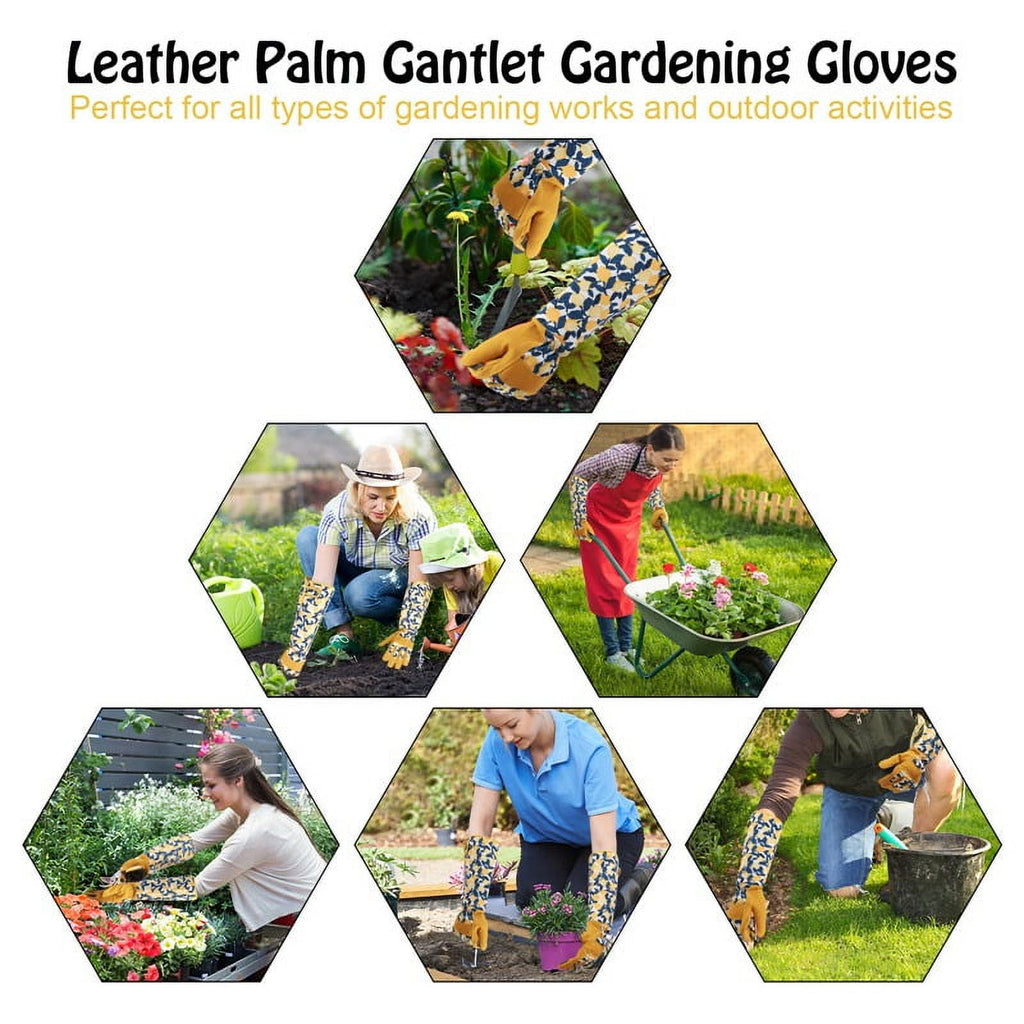 Gardening Gloves for Women Rose Pruning Thorn Proof Breathable Touchscreen Long Forearm Protection Garden Gloves(Yellow) - Image 5
