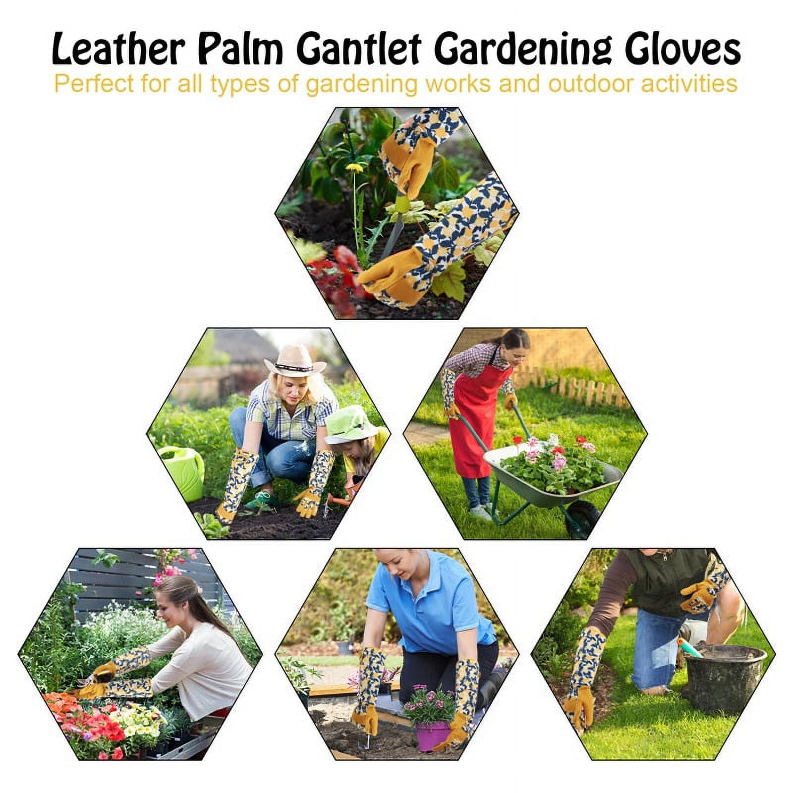 Gardening Gloves for Women Rose Pruning Thorn Proof Breathable Touchscreen Long Forearm Protection Garden Gloves(Yellow) - Image 5